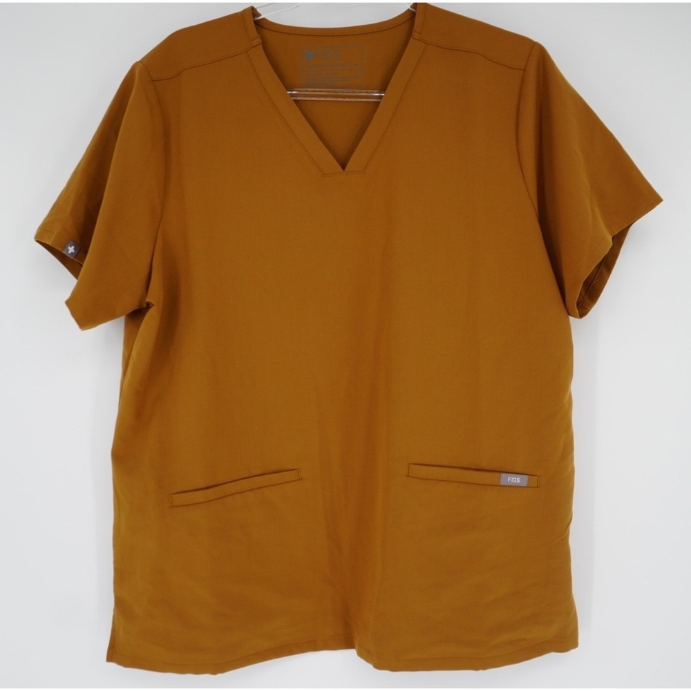 FIGS Technical Collection‎ XL V-Neck Scrub Top Brown Clay Short Sleeve 1000213
